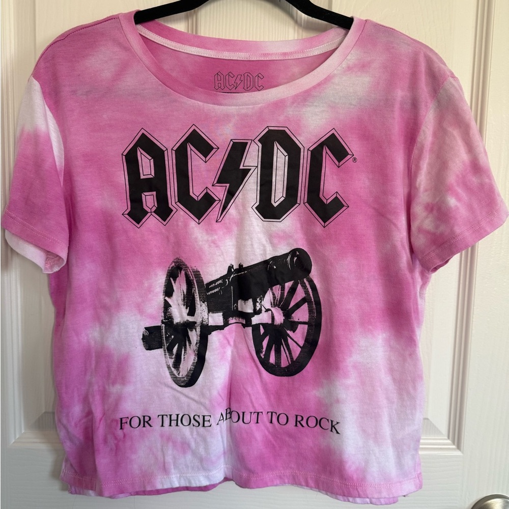 AC/DC Tie-Dye Pink Cropped Tee